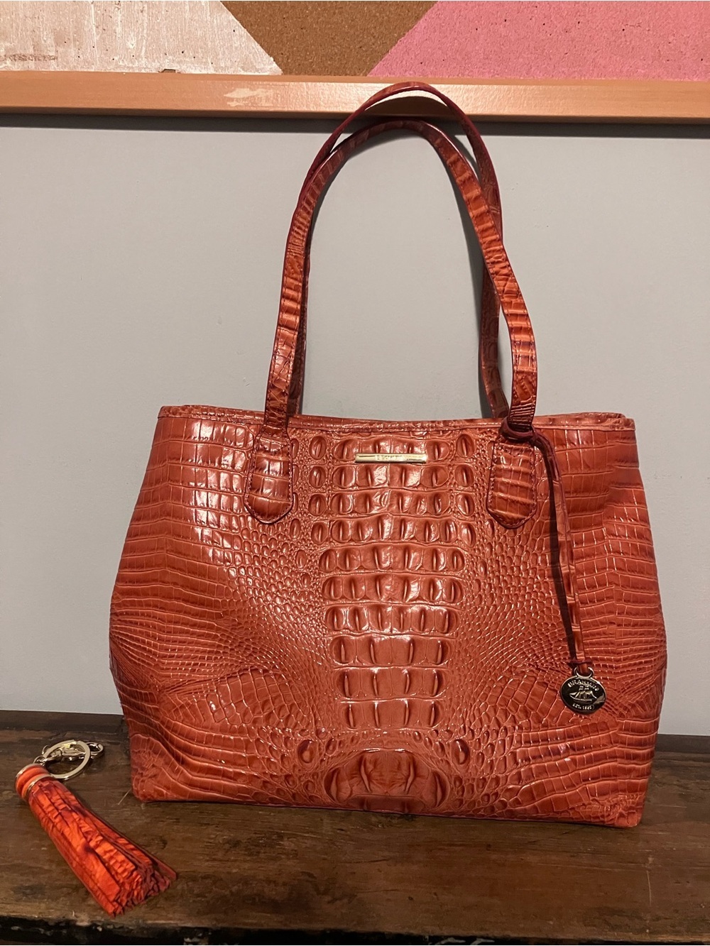Brahmin Julian Purse Large Handbag Tote Embossed Croc